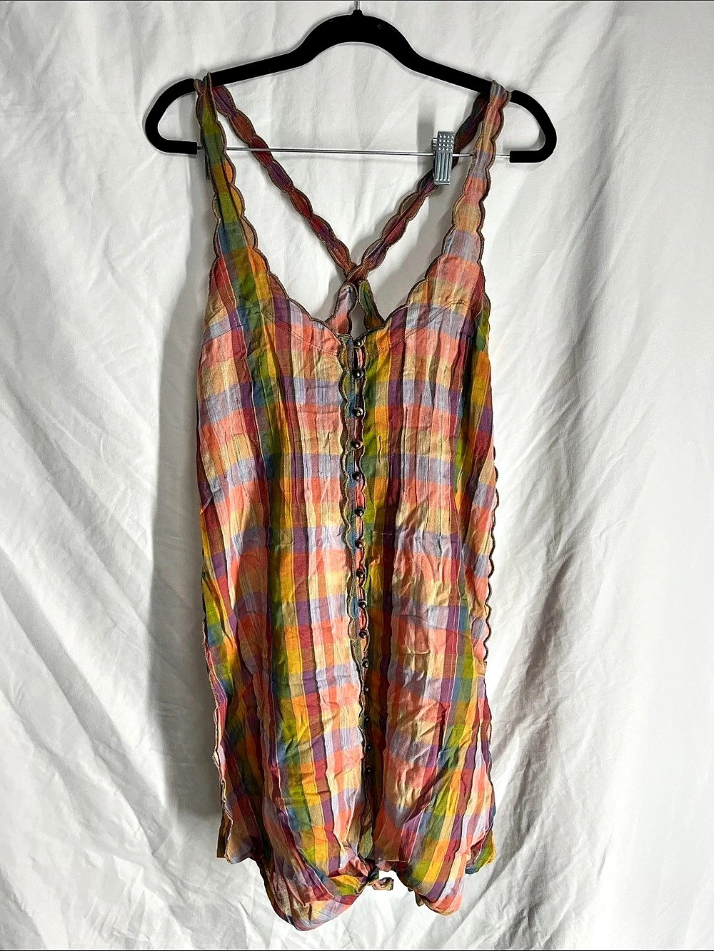 NWT Free People Rustic Speck Plaid Mini Dress Multicolor Size XS